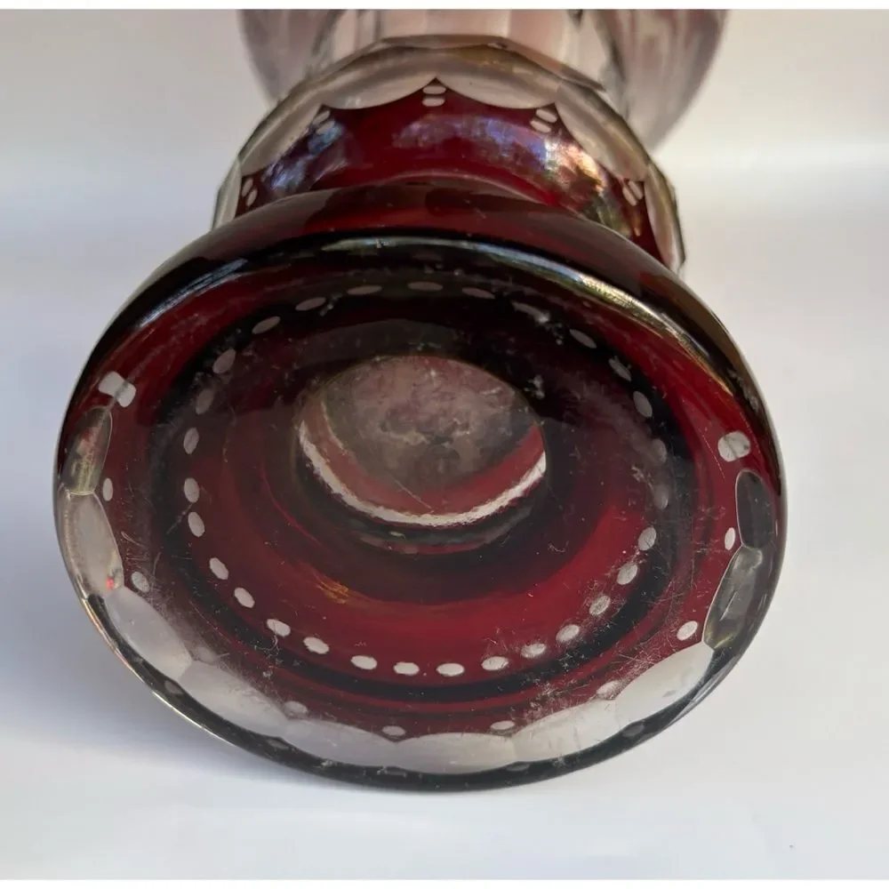 Vintage 1920s EGERMANN RUBY RED Bohemian Czech Crystal 9.8” Vase